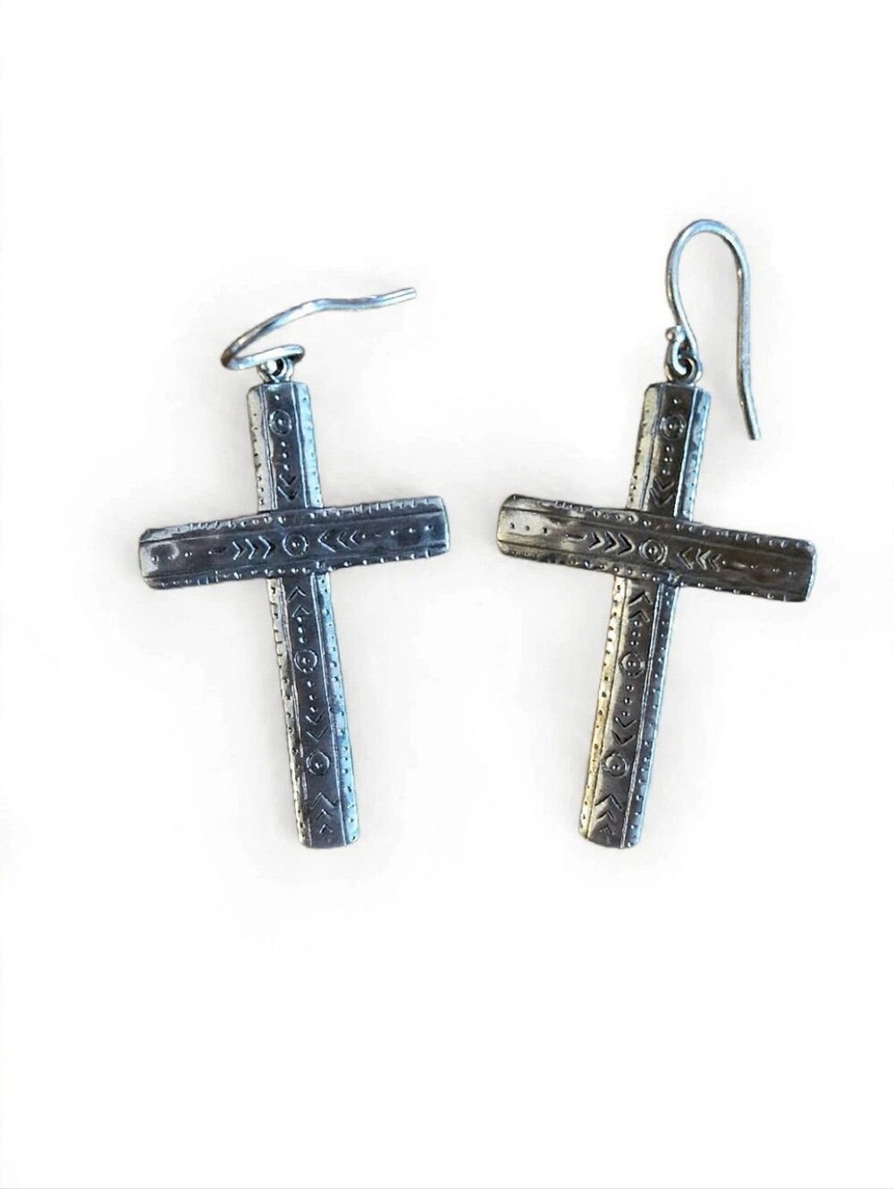 Silpada Silver Etched Cross Dangle Earrings